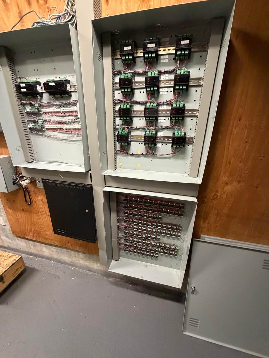 Access control enclosures installed in a building service room